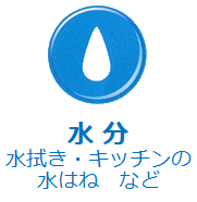 フローリングの劣化の原因：水分：水拭き・キッチンの水はねなど